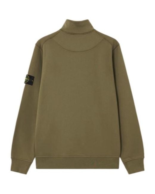 Stone Island Green Half-Zip Logo Sweatshirt for men