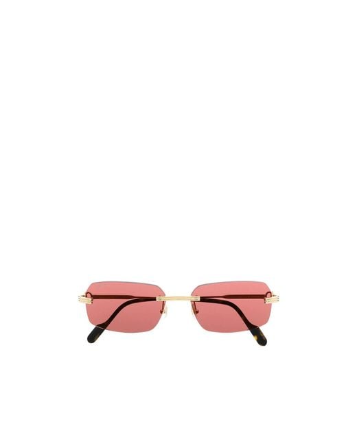 Cartier Pink Rectangular Frame Sunglasses for men
