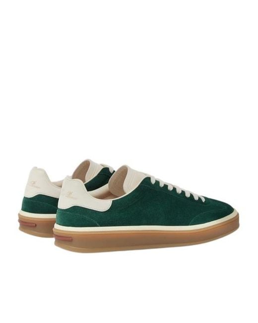 Loro Piana Green Low-Top Lace-Up Sneakers