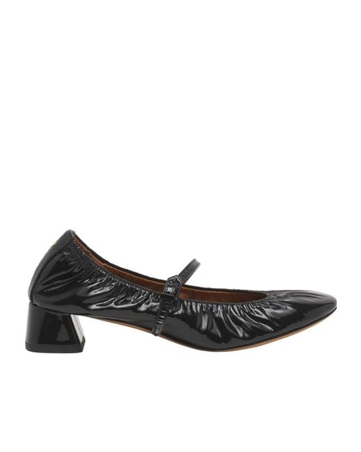Lanvin Black Wedge-Heel Buckle-Strap Ballerinas