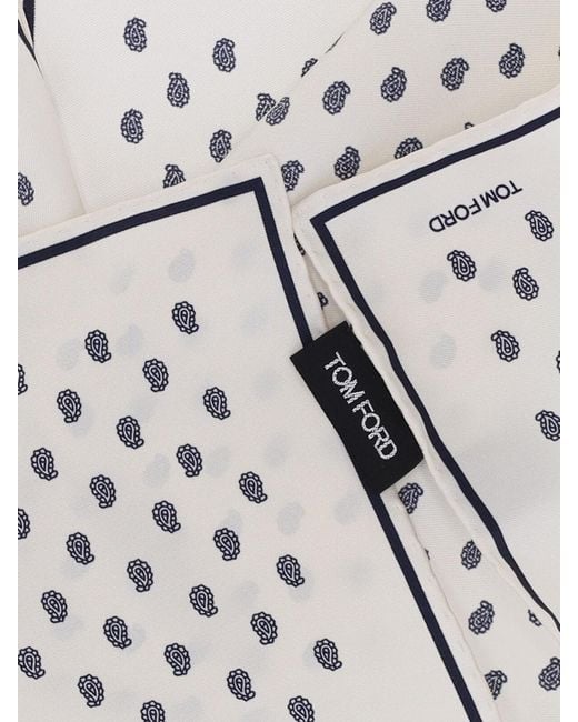 Tom Ford White Plaid Pocket Scarf for men