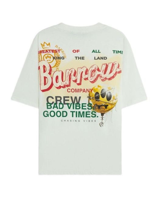 Barrow White Graphic Printed T-Shirt for men