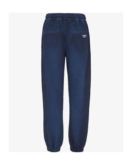 Fendi Blue Logo Embroidered Track Trousers for men
