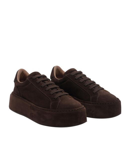 Casadei Brown Renna Platform Low-Top Sneakers