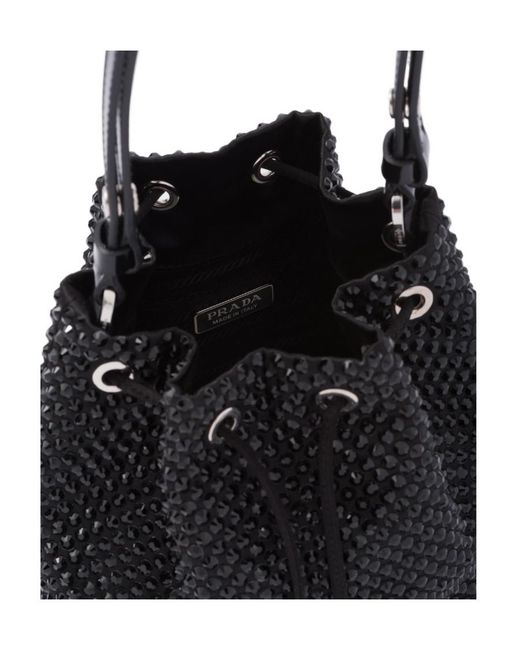 Prada Black Mini Satin Bag With Crystals