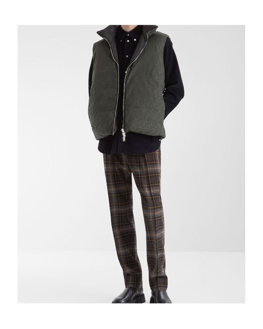 Fendi Green Ff Jacquard Reversible Puffer Gilet for men