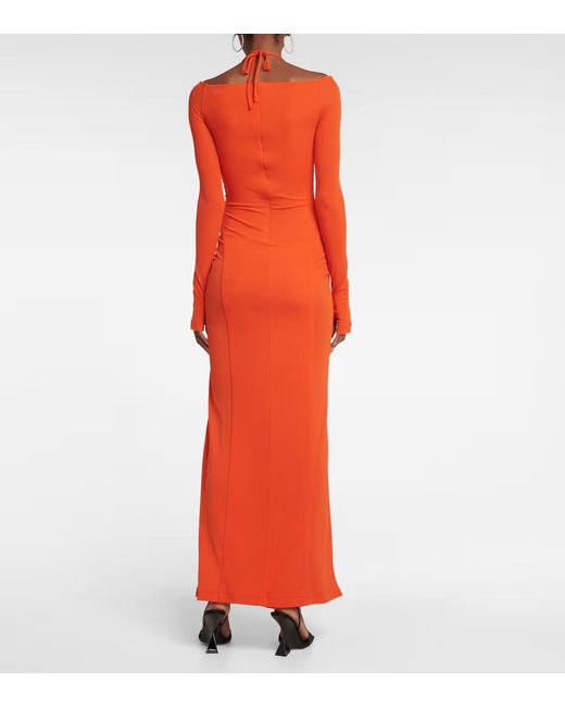 Dion Lee Orange Pleated Ruffle Dress