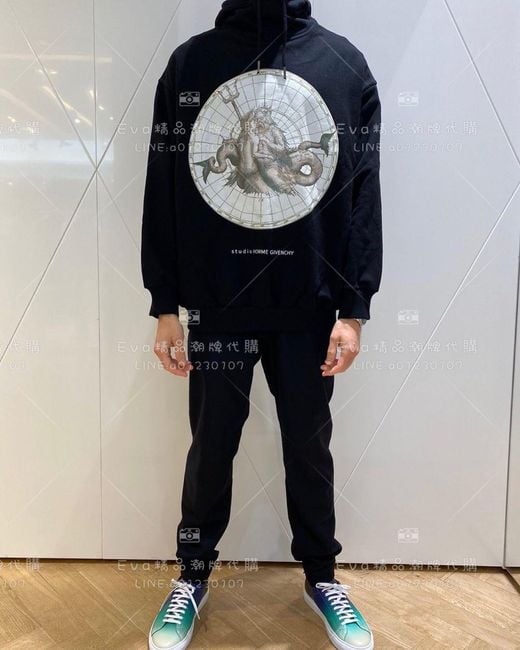Givenchy Blue Graphic Print Hoodie for men