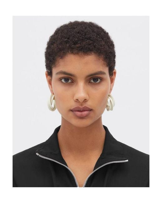 Bottega Veneta Metallic Logo Twisted Ring Earrings