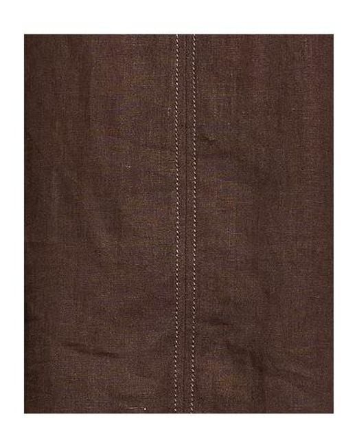 Max Mara Brown Solid V-Neck Short-Sleeve Top