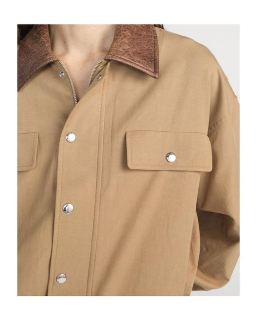 FRAME Brown The Leather Collar Bubble Jacket
