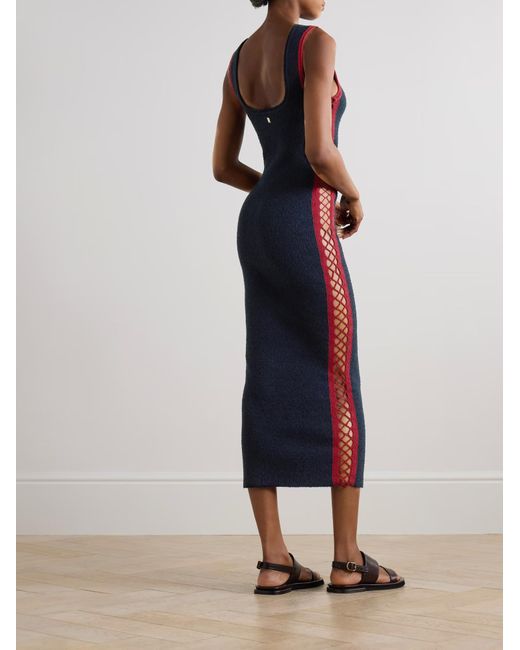 Rabanne Blue Eponge Crochet-Detailed Dress
