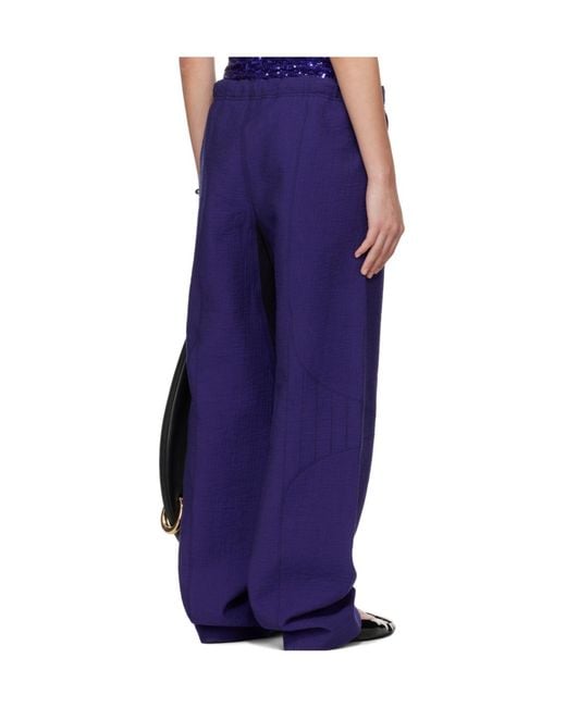 Tory Burch Blue High-Waisted Belted Trousers