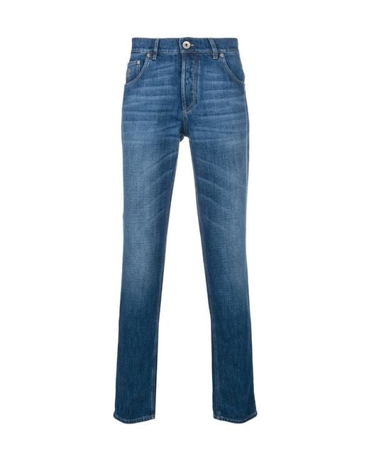 Brunello Cucinelli Blue Skinny Jeans for men