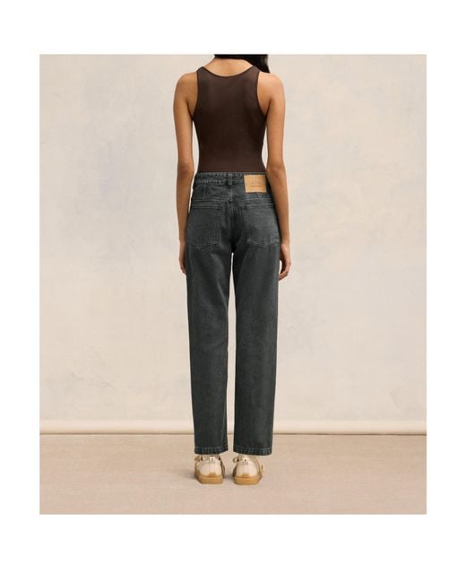 AMI Gray Logo Patch Jeans