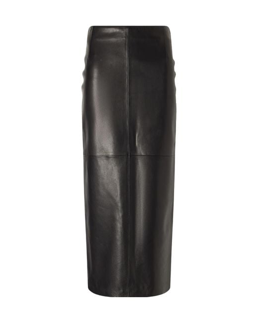 Nour Hammour Black Selly Paneled Leather Maxi Skirt