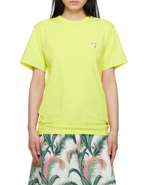 Maison Kitsuné Yellow Maison Kitsuné Fox Patch Crewneck T-Shirt for men