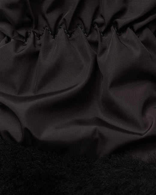 Prada Black Re-Nylon And Shearling Mittens