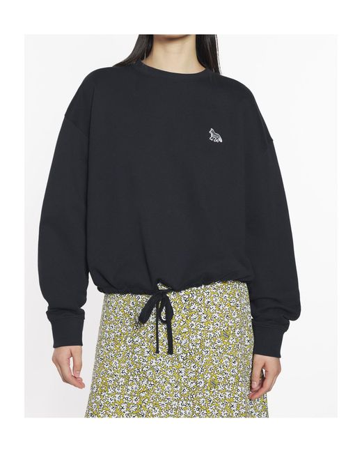 Maison Kitsuné Black Maison Kitsuné Baby Fox Patch Drawstring Comfort Sweatshirt