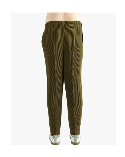 Homme Plissé Issey Miyake Green Homme Plissé Issey Miyake Tuxedo Pleated Pants for men