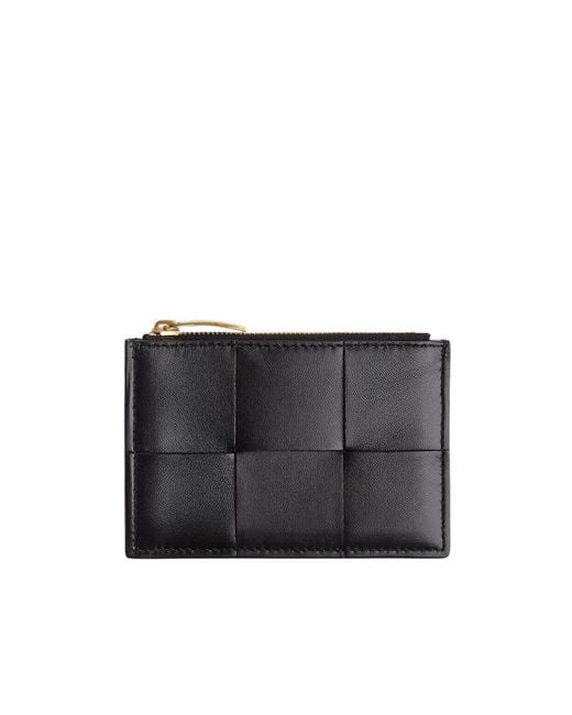 Bottega Veneta Black Cassette Zippered Card Case