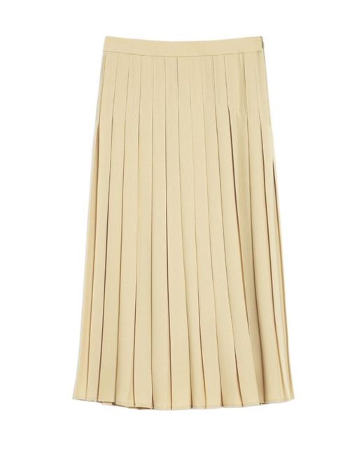 Max Mara Natural Luisa Pleated A-Line Skirt