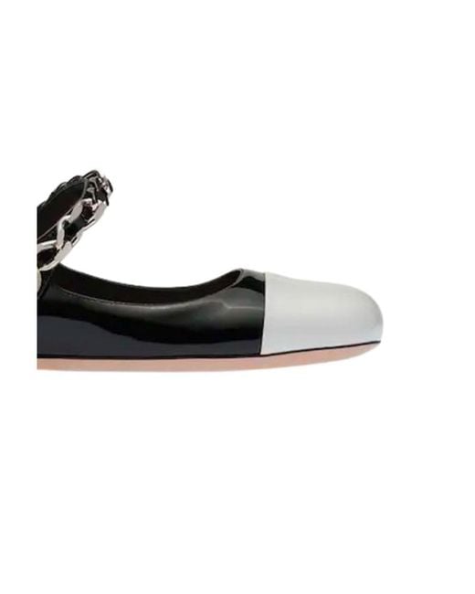 Miu Miu Black Metal Chain Ballet Shoes