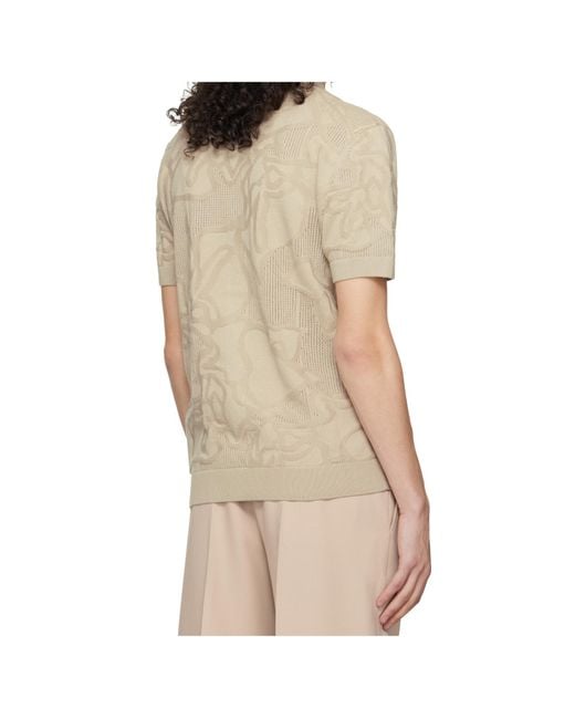 Boss Natural Jacquard-Knit Short-Sleeve Polo Shirt for men