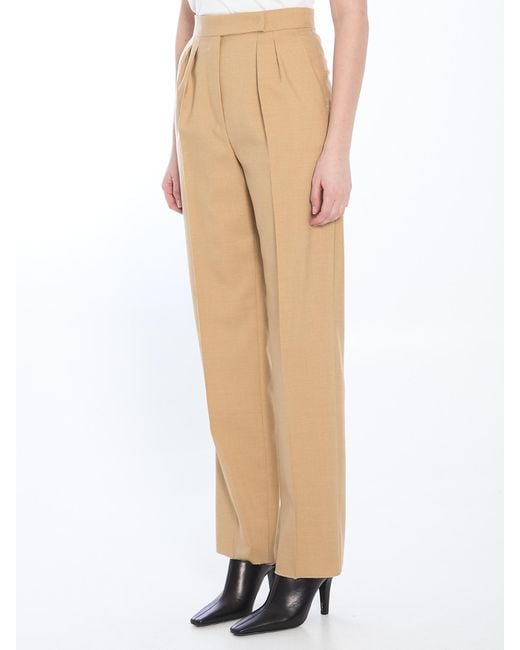 Max Mara Natural Pleated Tailored Trousers