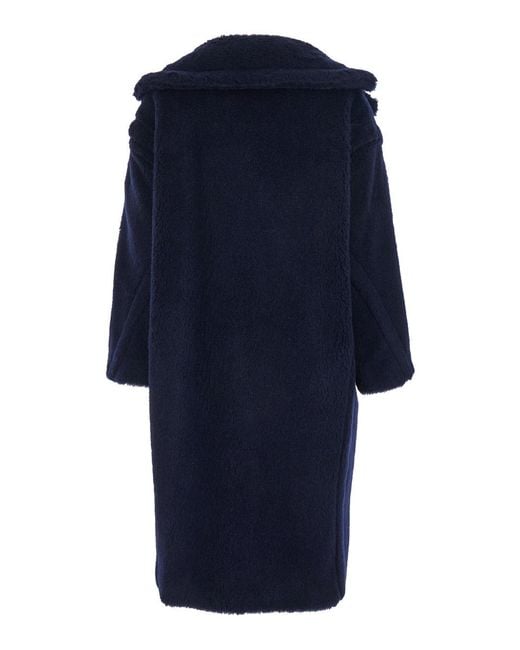 Max Mara Blue 'Ted Girl' Double-Breasted Coat With Wide Notched Revers