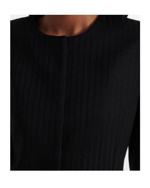 Calvin Klein Black Ribbed-Knit Wool Blazer