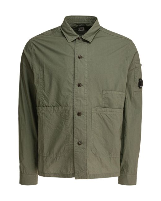 C P Company Green Logo Plaque Poplin Shirt for men