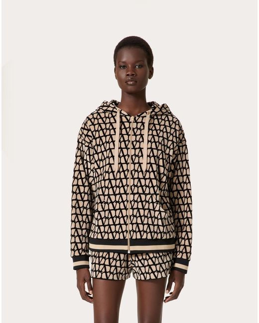 Valentino Black Logo Monogrammed Zipped Hoodie