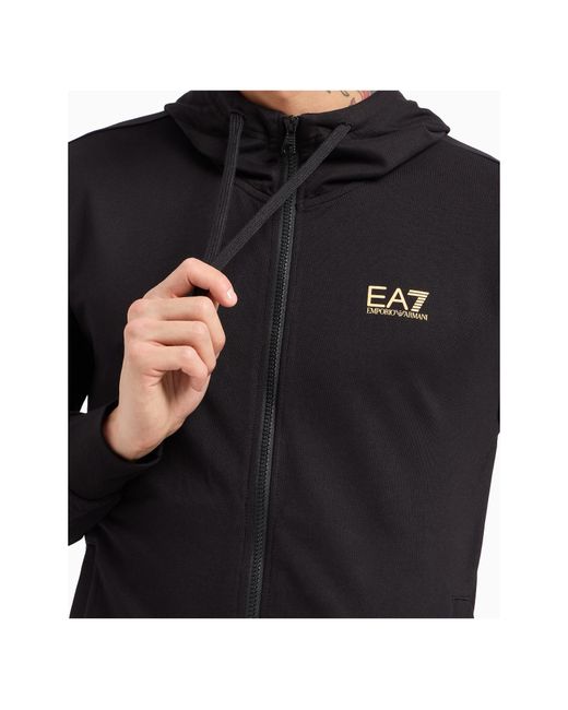 EA7 Blue Logo-Detail Zip-Up Hoodie for men