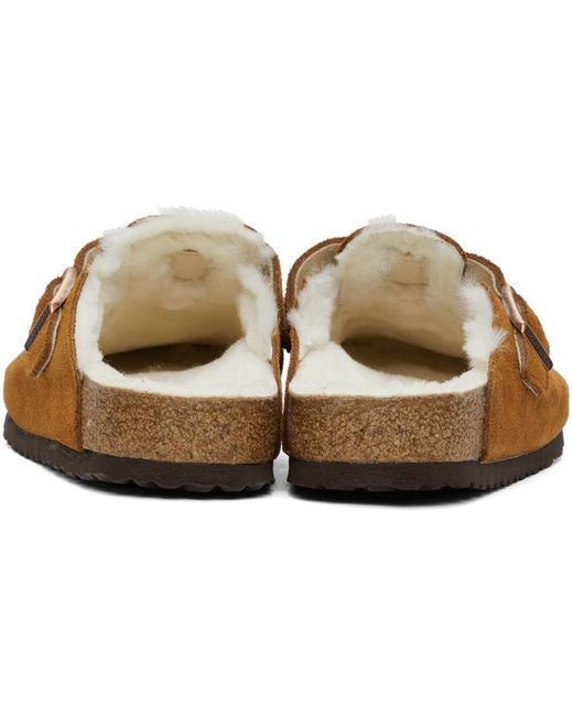 Birkenstock Brown Shearling Lined Slippers for men