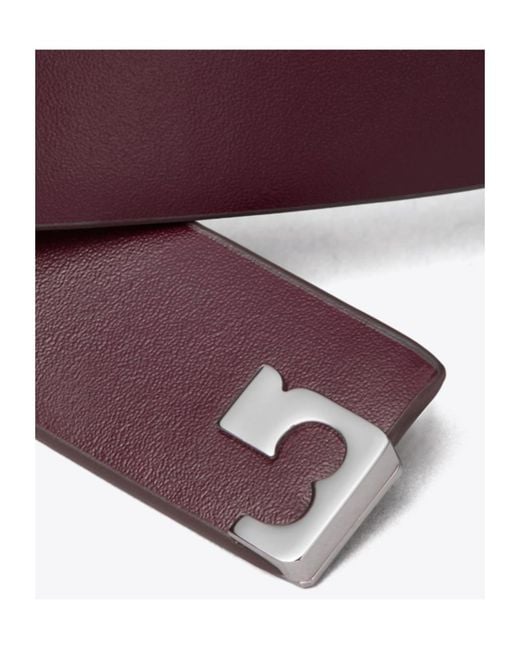 Tory Burch Purple Logo-Plaque Leather Belt