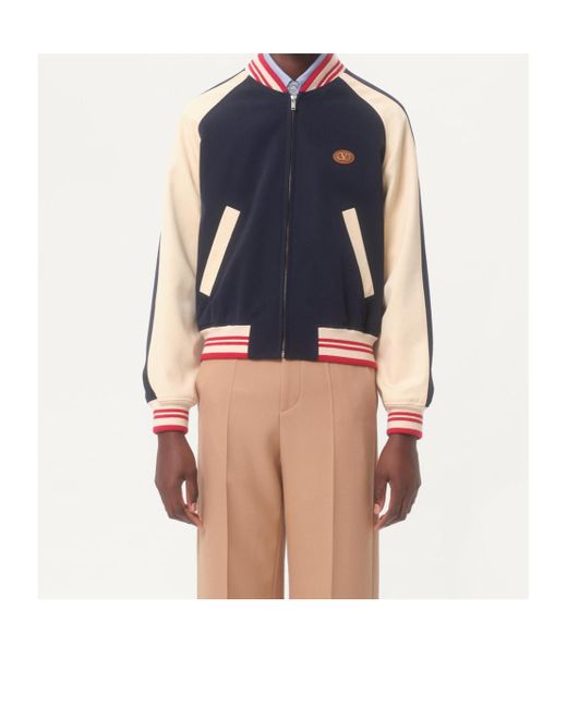 Valentino Blue Vlogo Patch Zip-Up Jacket for men