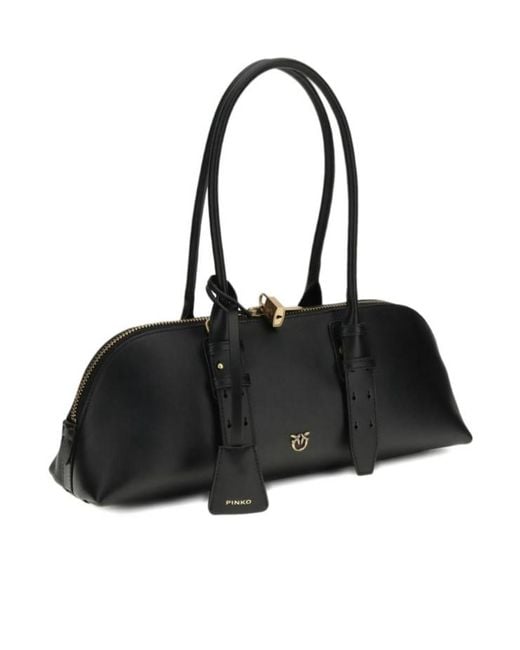 Pinko Black Large Bowling Baguette Shoulder Bag