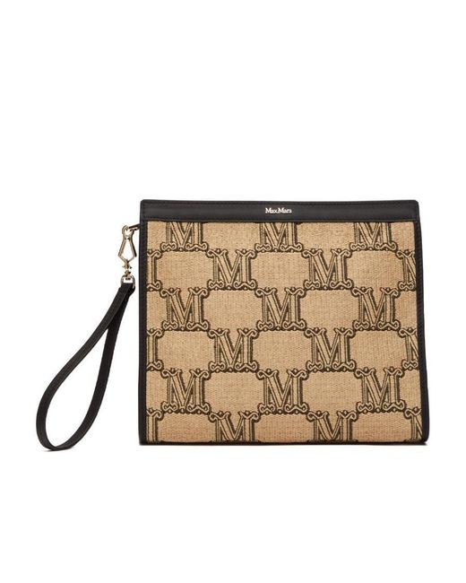 Max Mara Metallic Logo Jacquard Knitted Clutch Bag