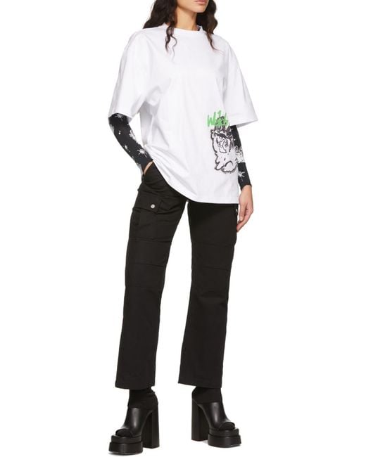 we11done Gray Logo Long-Sleeved T-Shirt for men