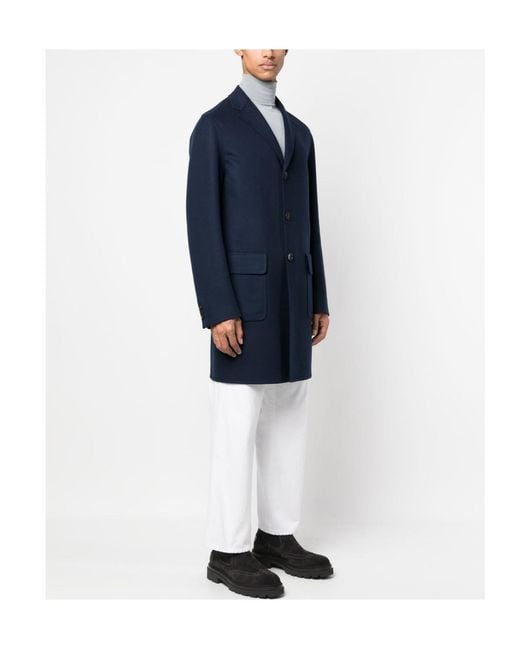 Colombo Blue Notched-Collar Single-Breasted Coat for men