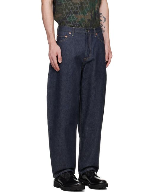 Valentino Blue Logo Patch Cropped-Leg Jeans for men