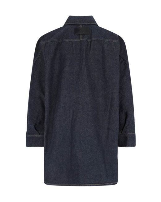 Givenchy Blue Logo Embroidered Denim Shirt