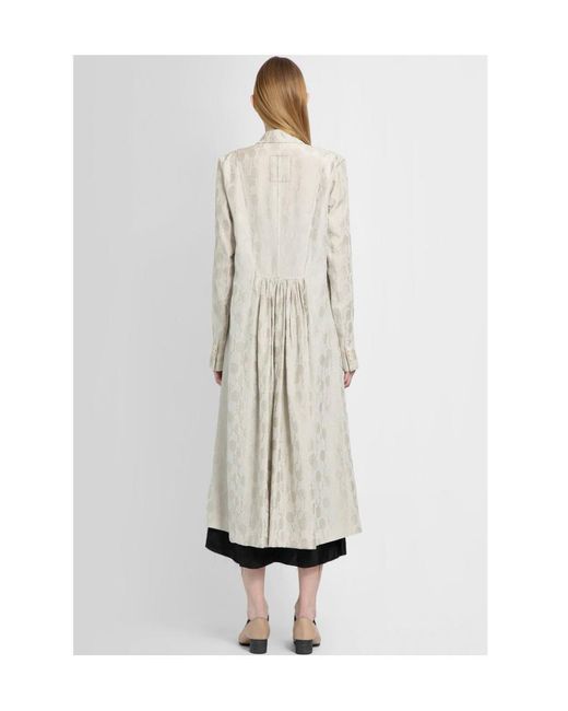 Uma Wang White Jacquard Ruched-Detail Double-Breasted Coat