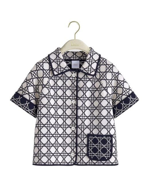 Dior Blue Macrocannage Short-Sleeved Jacket