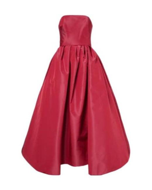 Carolina Herrera Red Strapless Belted Silk Cocktail Dress