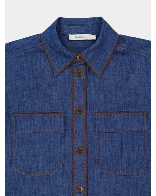 Zimmermann Blue Long Sleeve Denim Shirt