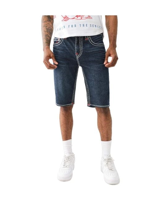 True Religion Blue Belt-Loop Shorts for men