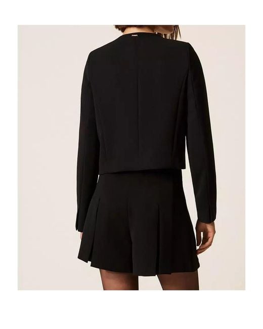 Twinset Black Button-Front Long-Sleeve Casual Jacket