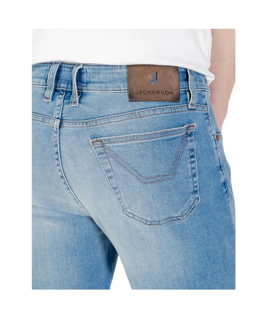 Jeckerson Blue Denim Shorts With Belt Loops for men